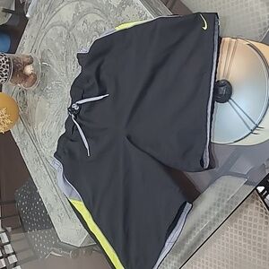 NIKE MEN'S ADULT BLACK NEON SWIM TRUNKS LARGE VINTAGE